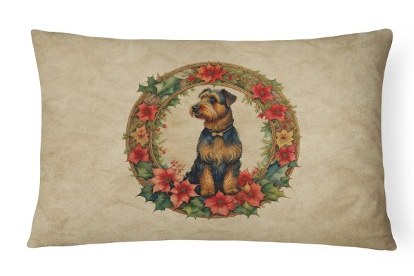 Airedale Terrier Christmas Flowers Throw Pillow For Cheap