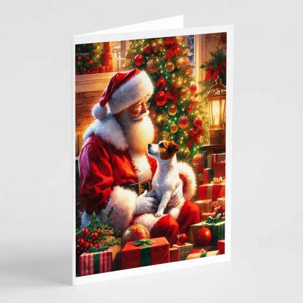 Jack Russell Terrier and Santa Claus Greeting Cards Pack of 8 Supply