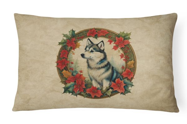 Alaskan Klee Kai Christmas Flowers Throw Pillow For Sale