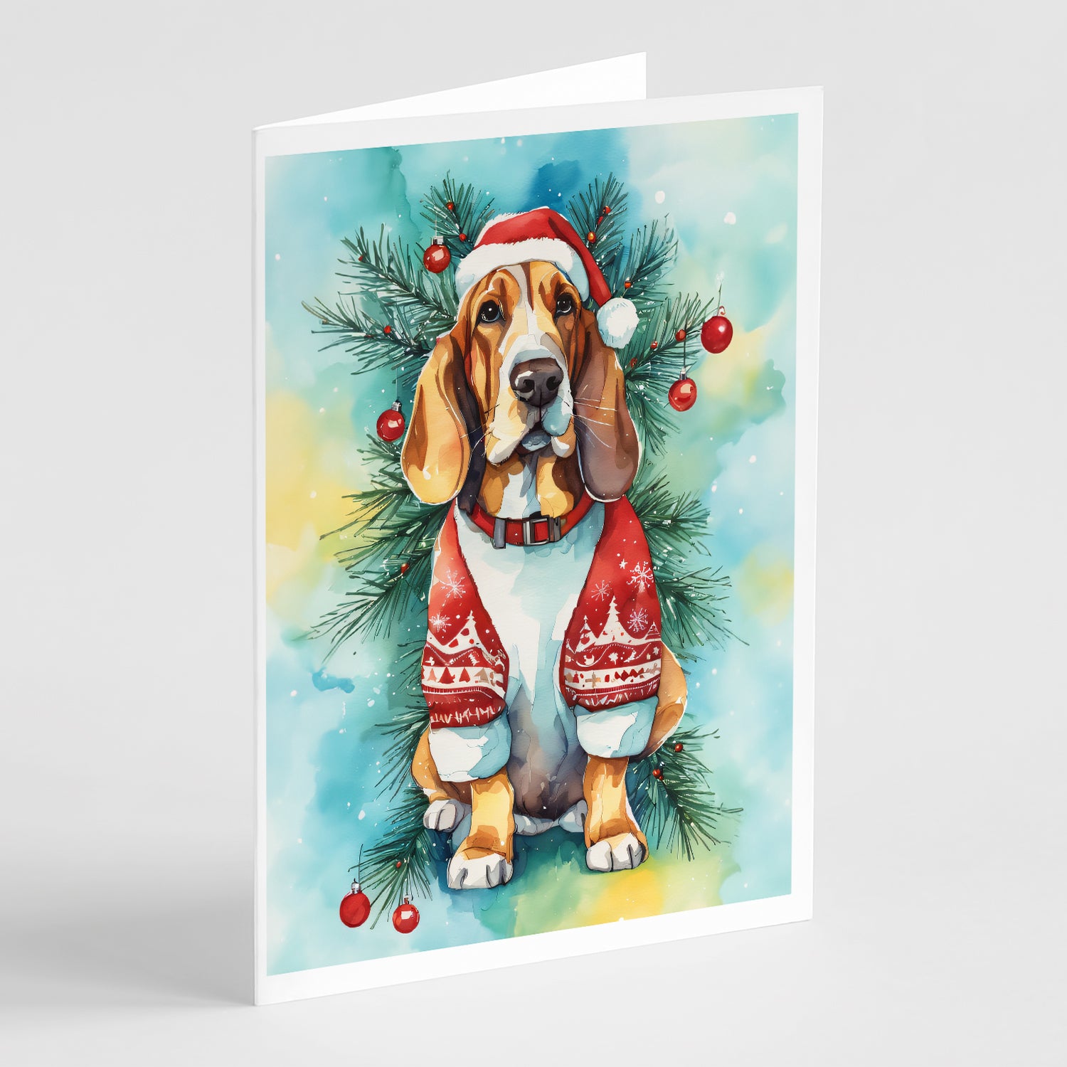 Basset Hound Christmas Greeting Cards Pack of 8 Hot on Sale