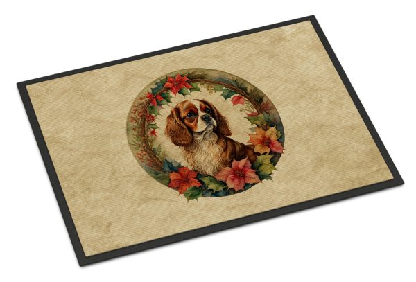 Cavalier Spaniel Christmas Flowers Doormat Online Sale