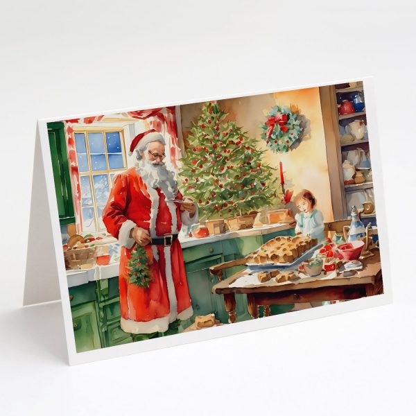 Cookies with Santa Claus Papa Noel Greeting Cards Pack of 8 Online Hot Sale