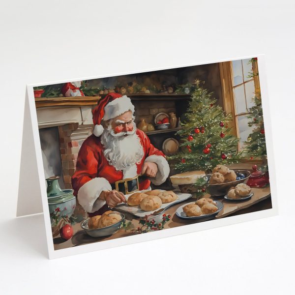 Cookies with Santa Claus Greeting Cards Pack of 8 Cheap
