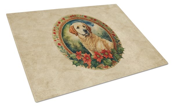 Kuvasz Christmas Flowers Glass Cutting Board For Discount