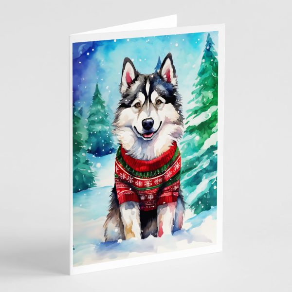 Alaskan Malamute Christmas Greeting Cards Pack of 8 Fashion