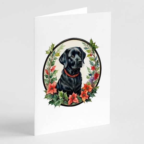 Labrador Retriever Christmas Flowers Greeting Cards Pack of 8 Supply