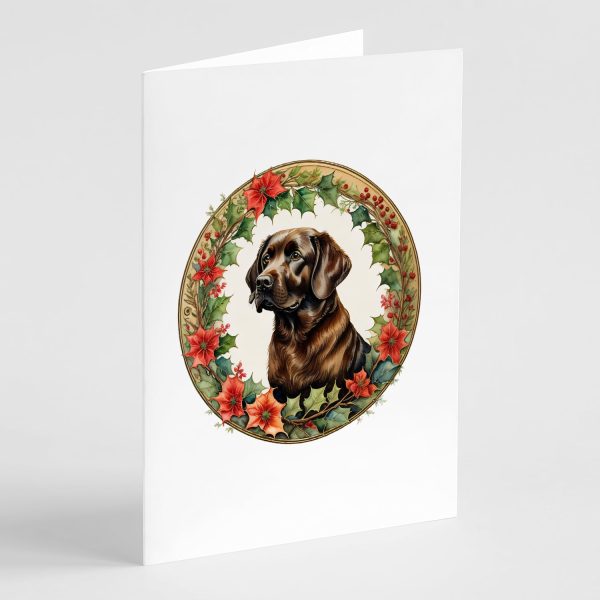 Labrador Retriever Christmas Flowers Greeting Cards Pack of 8 For Discount