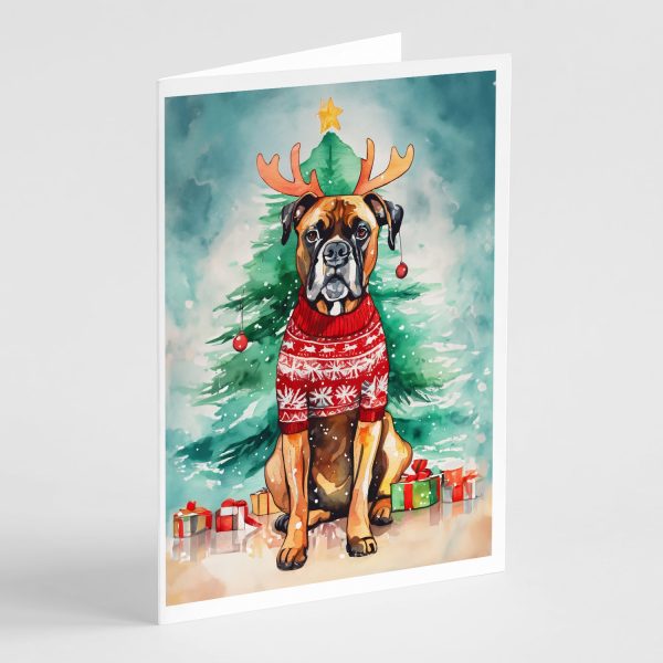 Boxer Christmas Greeting Cards Pack of 8 Supply