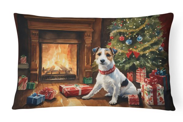 Jack Russell Terrier Cozy Christmas Throw Pillow For Cheap