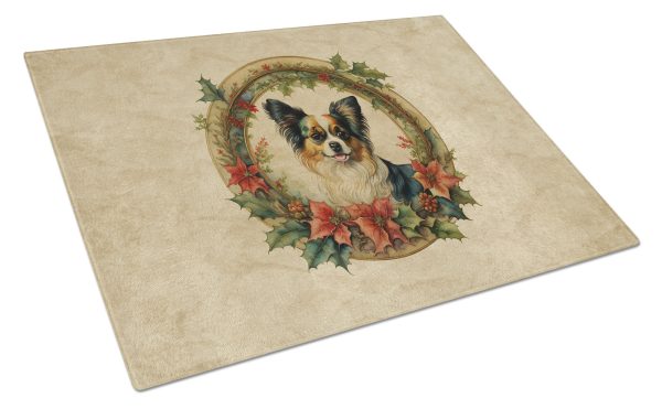 Papillon Christmas Flowers Glass Cutting Board Cheap
