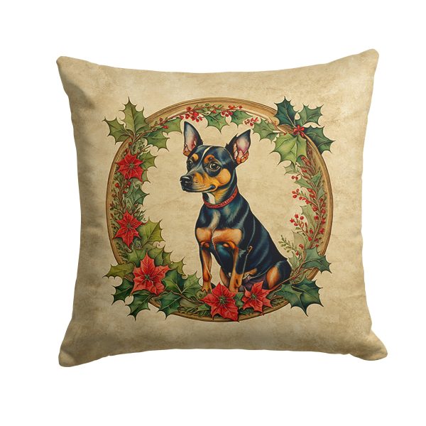 Miniature Pinscher Christmas Flowers Throw Pillow Cheap