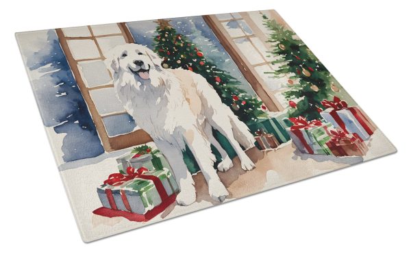 Great Pyrenees Cozy Christmas Glass Cutting Board Large Cheap