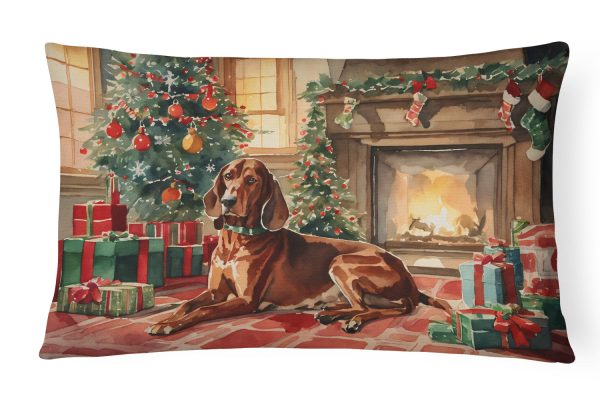 Redbone Coonhound Cozy Christmas Throw Pillow For Cheap