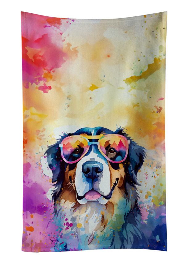 Bernese Mountain Dog Hippie Dawg Kitchen Towel For Cheap