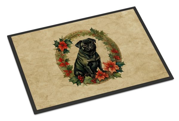 Pug Christmas Flowers Doormat Fashion
