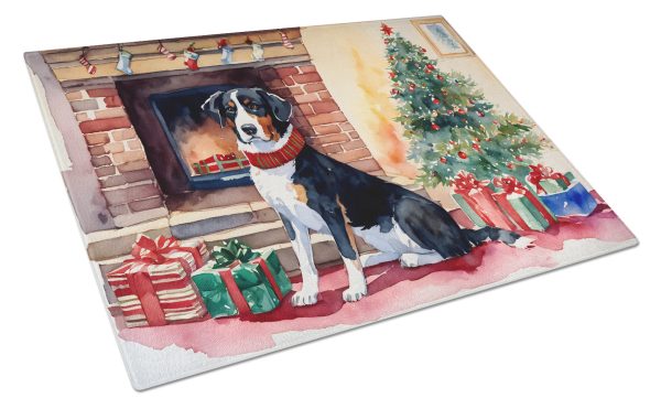 Appenzeller Sennenhund Cozy Christmas Glass Cutting Board Large Hot on Sale