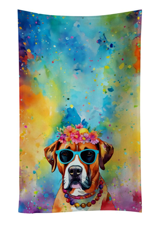 Boxer Hippie Dawg Kitchen Towel For Sale