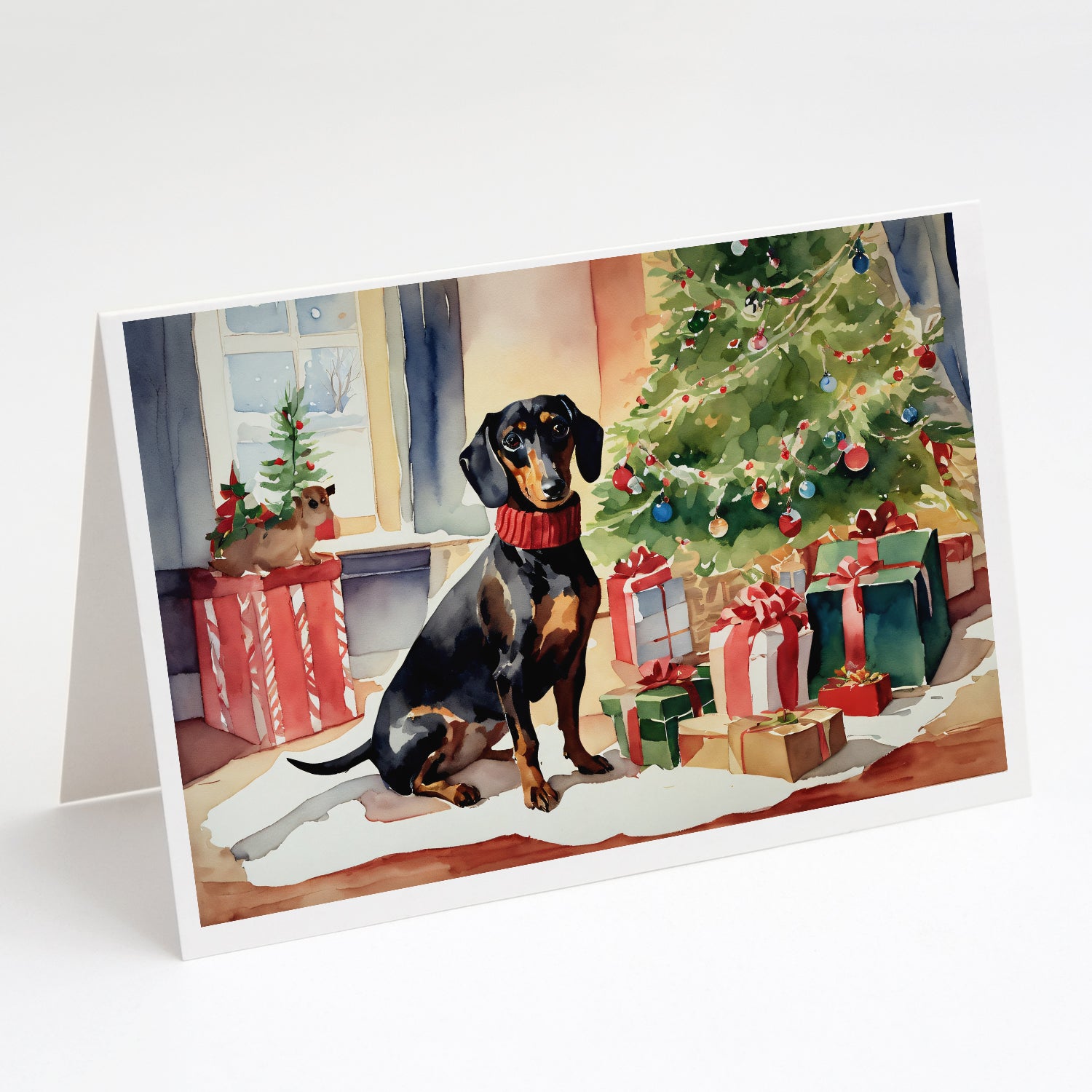 Dachshund Cozy Christmas Greeting Cards Pack of 8 Online now