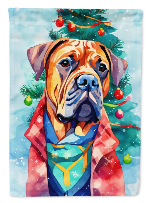 Dogue de Bordeaux Christmas Garden Flag – Cozy Dog Holiday Decor with Tree & Presents Discount
