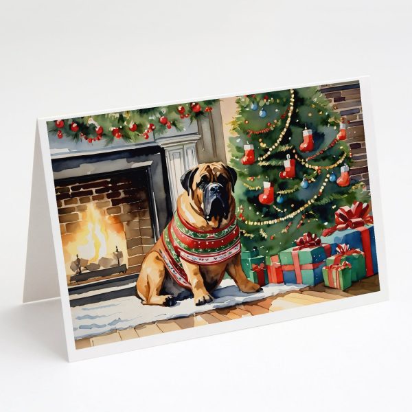 Bullmastiff Cozy Christmas Greeting Cards Pack of 8 Sale
