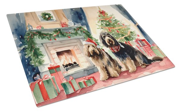 Otterhound Cozy Christmas Glass Cutting Board Large Cheap