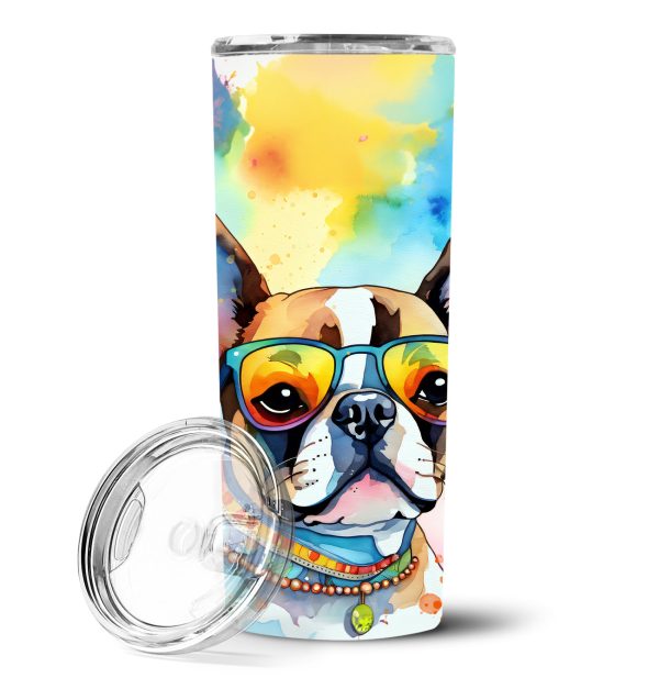 Boston Terrier Hippie Dawg Stainless Steel Skinny Tumbler on Sale