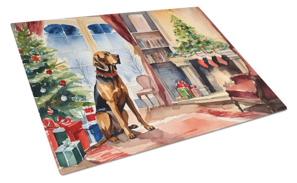 Bloodhound Cozy Christmas Glass Cutting Board Large Online