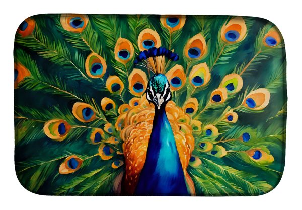 Peacock Dish Drying Mat Fashion