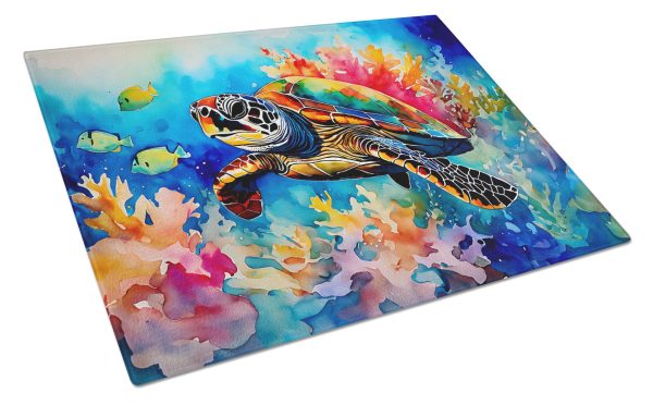 Loggerhead Sea Turtle Glass Cutting Board Large Online now