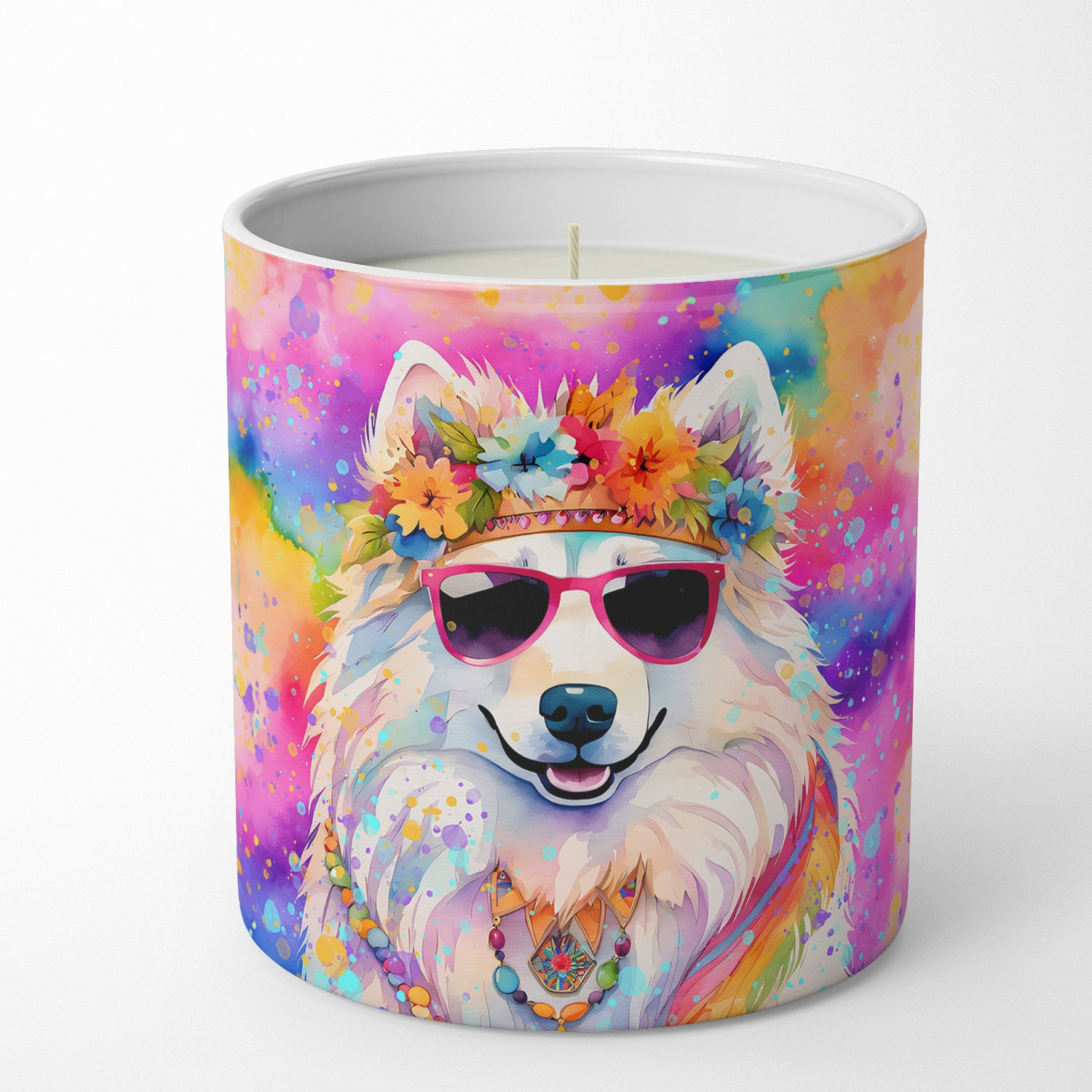 Samoyed Hippie Dawg Decorative Soy Candle For Discount