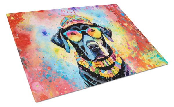 Black Labrador Hippie Dawg Glass Cutting Board Large Discount