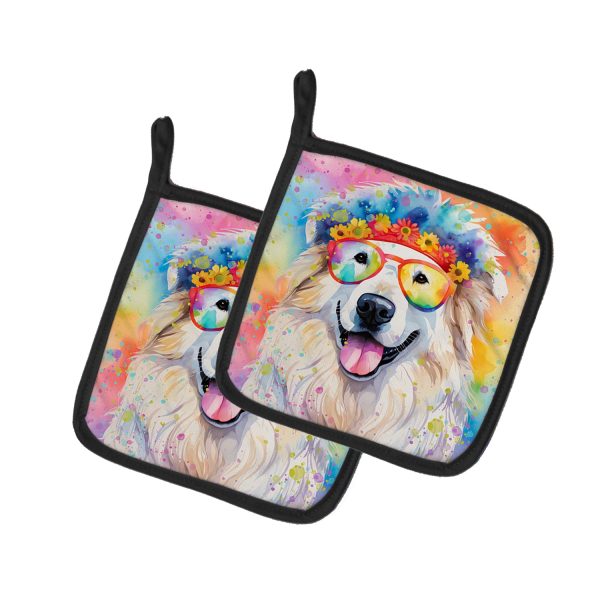 Great Pyrenees Hippie Dawg Pair of Pot Holders Hot on Sale