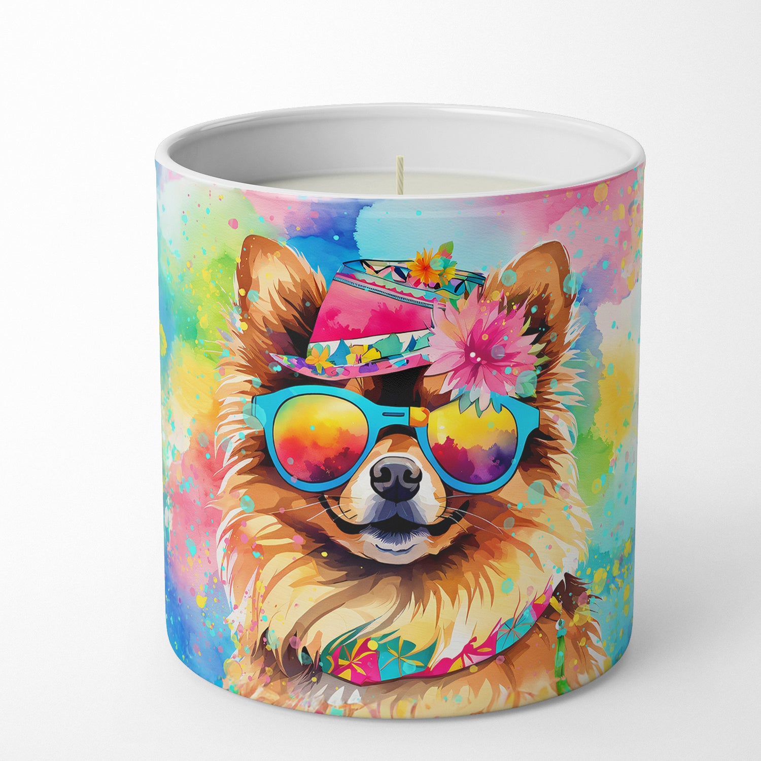 Pomeranian Hippie Dawg Decorative Soy Candle on Sale