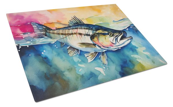 Striped Bass Glass Cutting Board Large Online now