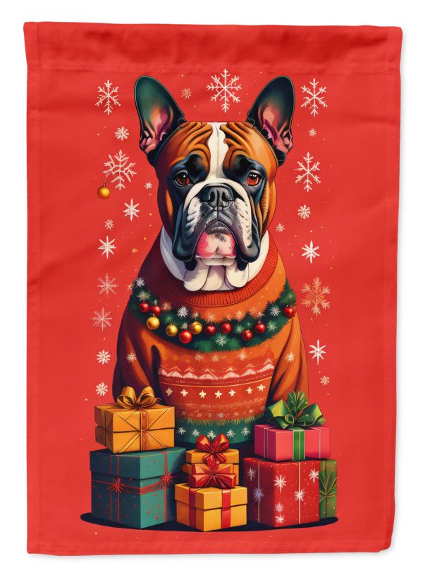 Fawn Boxer Cropped Ears Holiday Christmas House Flag Hot on Sale