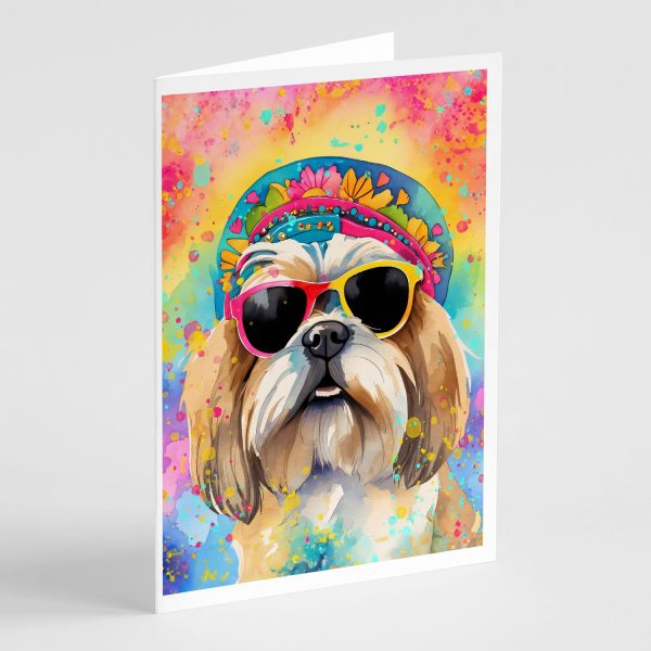 Shih Tzu Hippie Dawg Greeting Cards Pack of 8 Online Hot Sale