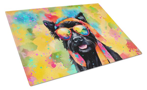 Scottish Terrier Hippie Dawg Glass Cutting Board Large on Sale