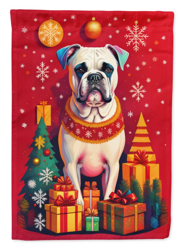White Boxer Holiday Christmas House Flag For Cheap