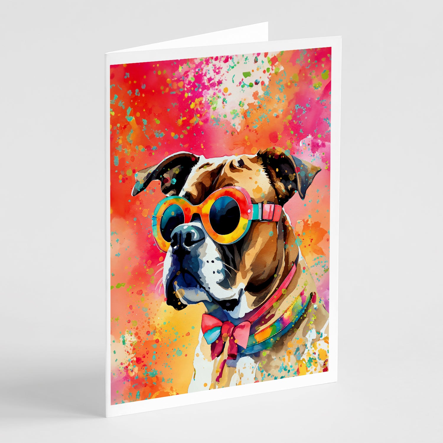 Boxer Hippie Dawg Greeting Cards Pack of 8 For Discount