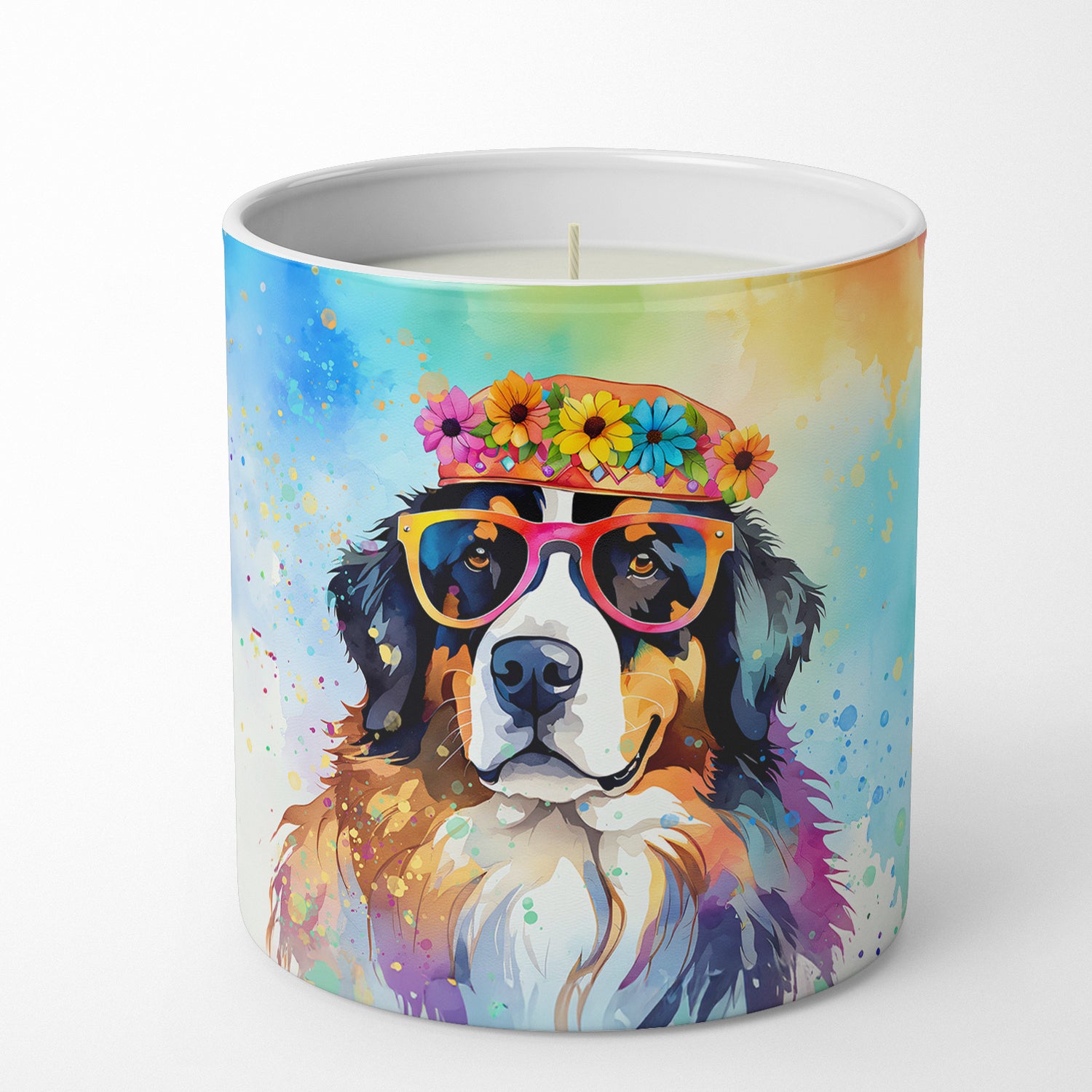 Bernese Mountain Dog Hippie Dawg Decorative Soy Candle Online Hot Sale