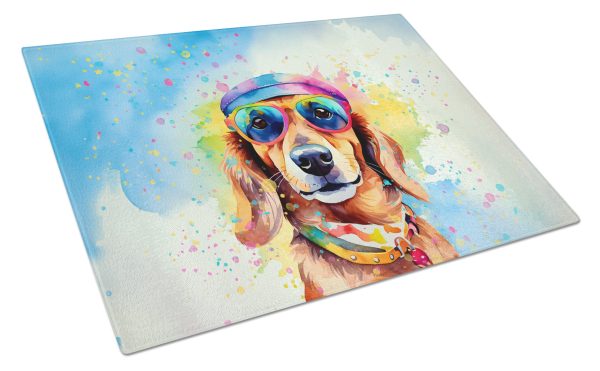 Dachshund Hippie Dawg Glass Cutting Board Large Online
