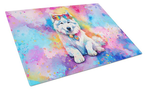 Samoyed Hippie Dawg Glass Cutting Board Large For Sale