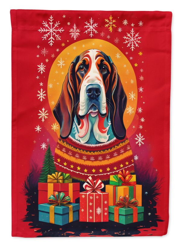 Basset Hound Holiday Christmas Garden Flag – Outdoor Decorative Garden Flag Sale