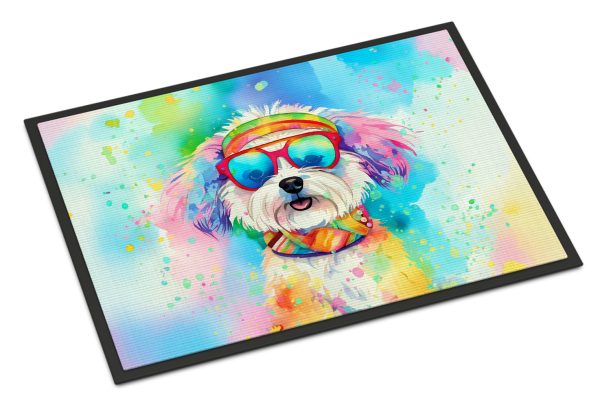 Bichon Frise Hippie Dawg Indoor or Outdoor Mat 24x36 Online Hot Sale