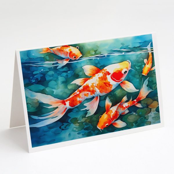 Koi Fish Greeting Cards Pack of 8 Fashion