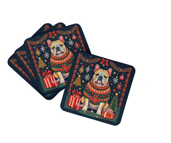 English Bulldog Christmas Foam Coasters Supply