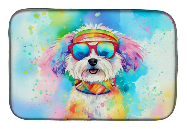 Bichon Frise Hippie Dawg Dish Drying Mat For Sale
