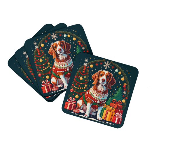 Brittany Spaniel Christmas Foam Coasters Online now