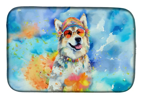 Alaskan Malamute Hippie Dawg Dish Drying Mat Cheap