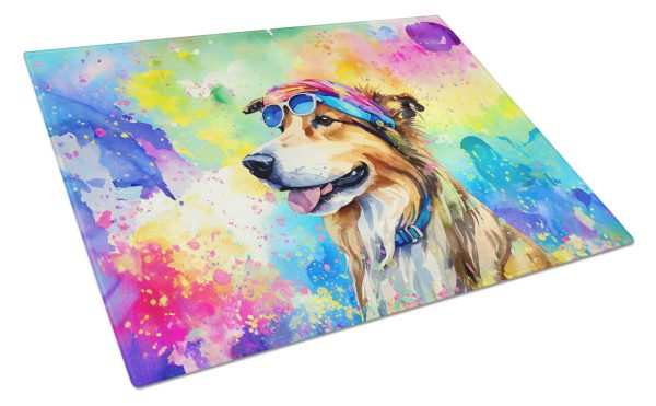 Collie Hippie Dawg Glass Cutting Board Large Fashion